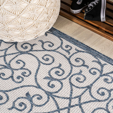 Madrid Vintage Filigree Textured Weave Indoor/outdoor Runner Rug